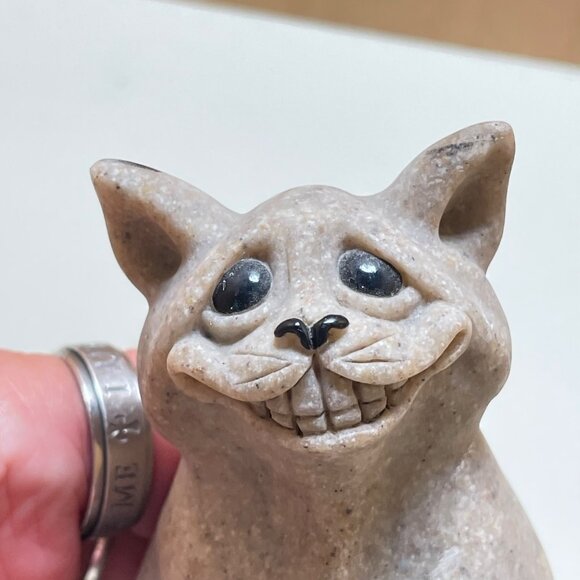 Adorable Quarry Critters Cat “Chico” 2000 Figurine Second Nature Design Big Smil - Picture 7 of 11